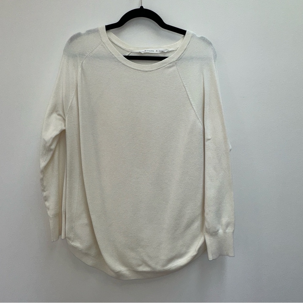 Athleta Classic Cream Crew Neck Sweater